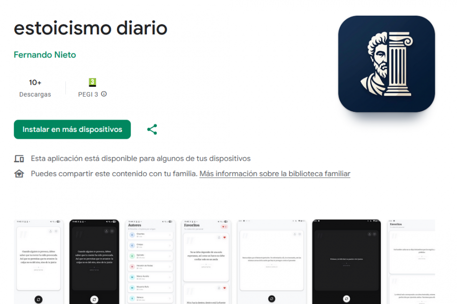 Aplicación de estoicismo diario para Android