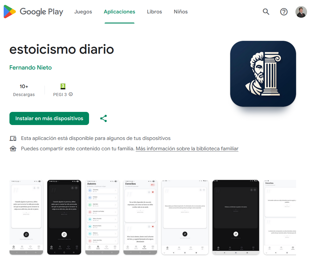 Aplicación de estoicismo diario para Android