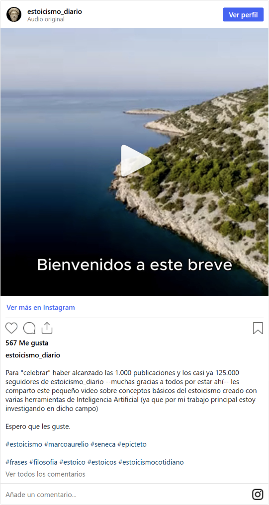 Fotograma del vídeo Breve introducción al estoicismo de @estoicismo_diario, con un paisaje de costa.