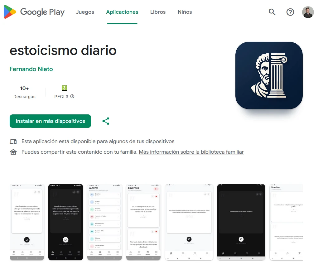 Aplicación de estoicismo diario para Android